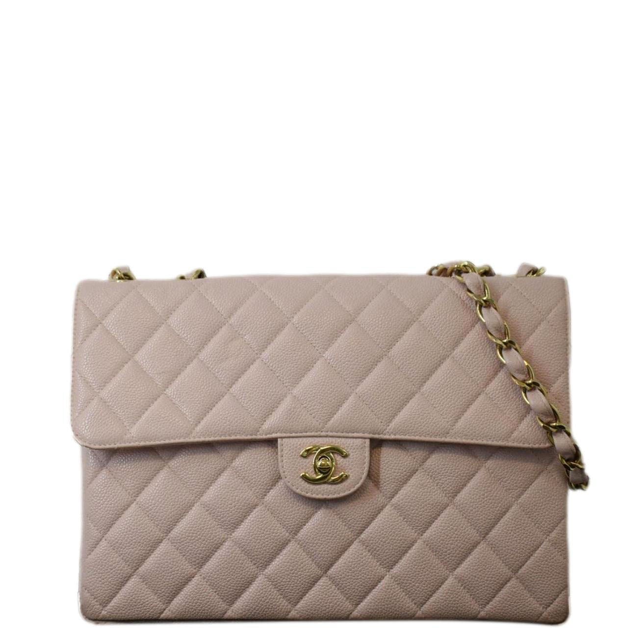 Chanel  Classic Jumbo Single Flap Caviar Leather Shoulder Bag Dusty Pink