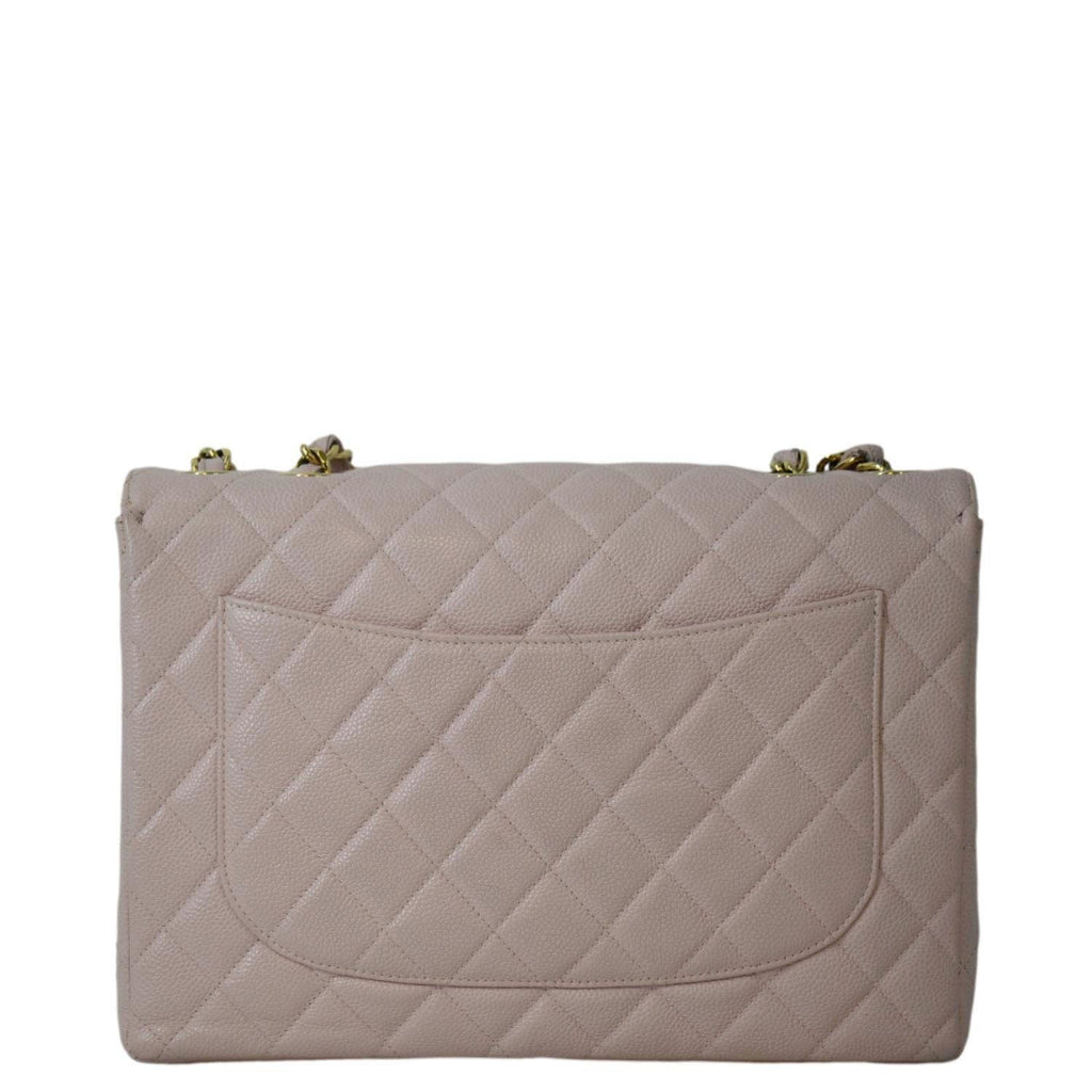 Chanel  Classic Jumbo Single Flap Caviar Leather Shoulder Bag Dusty Pink