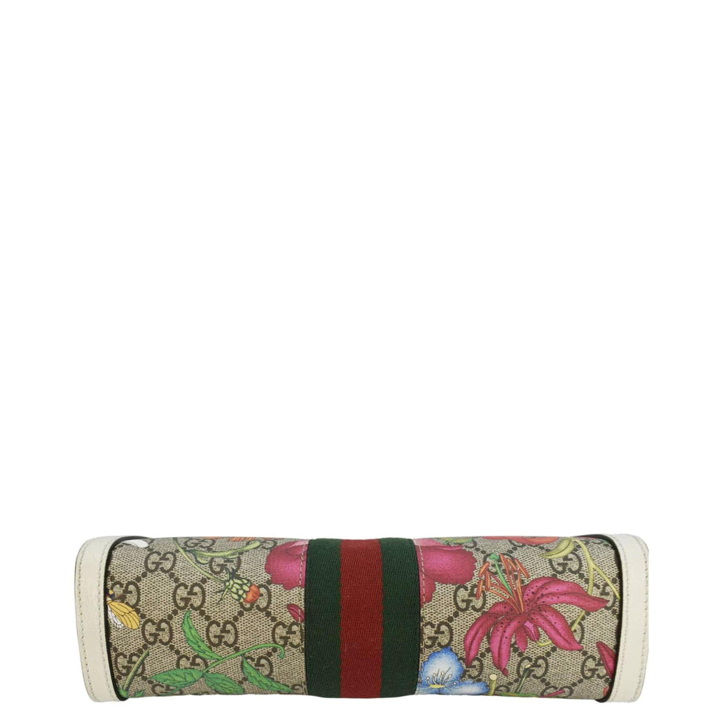 GUCCI Ophidia Web Small Gucci Floral Canvas Chain Shoulder Bag Beige 503877