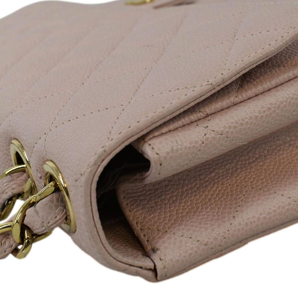 Chanel  Classic Jumbo Single Flap Caviar Leather Shoulder Bag Dusty Pink