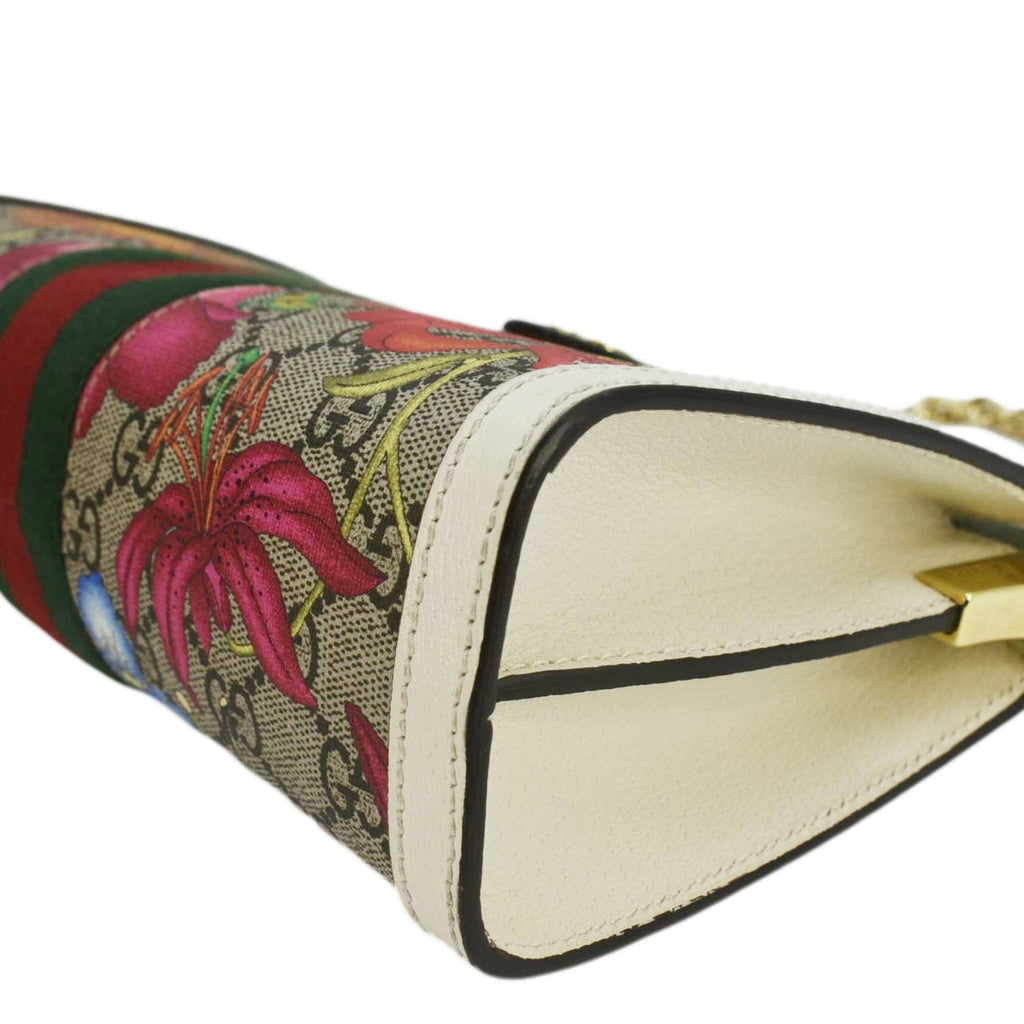 GUCCI Ophidia Web Small Gucci Floral Canvas Chain Shoulder Bag Beige 503877