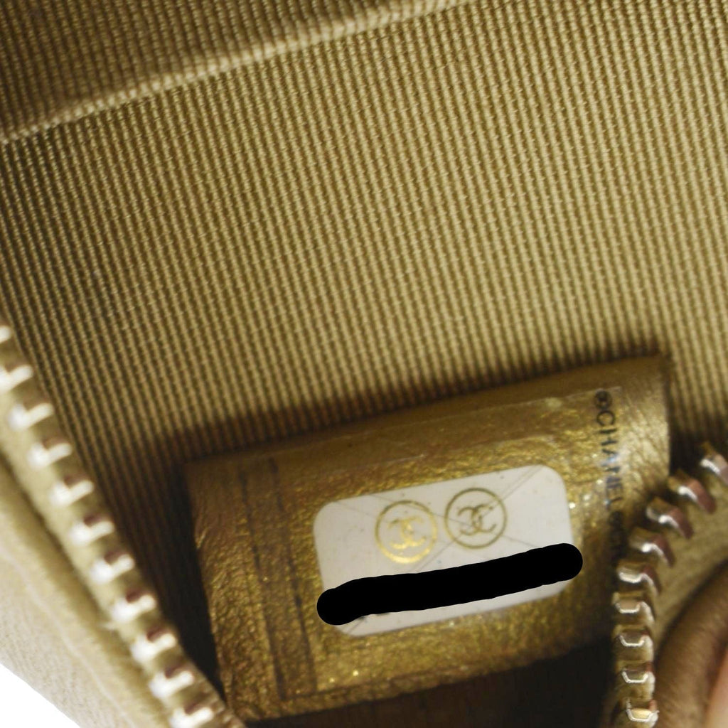 Chanel Egyptian Amulet Round Quilted Metallic Lambskin Chain Clutch Crossbody Bag Gold
