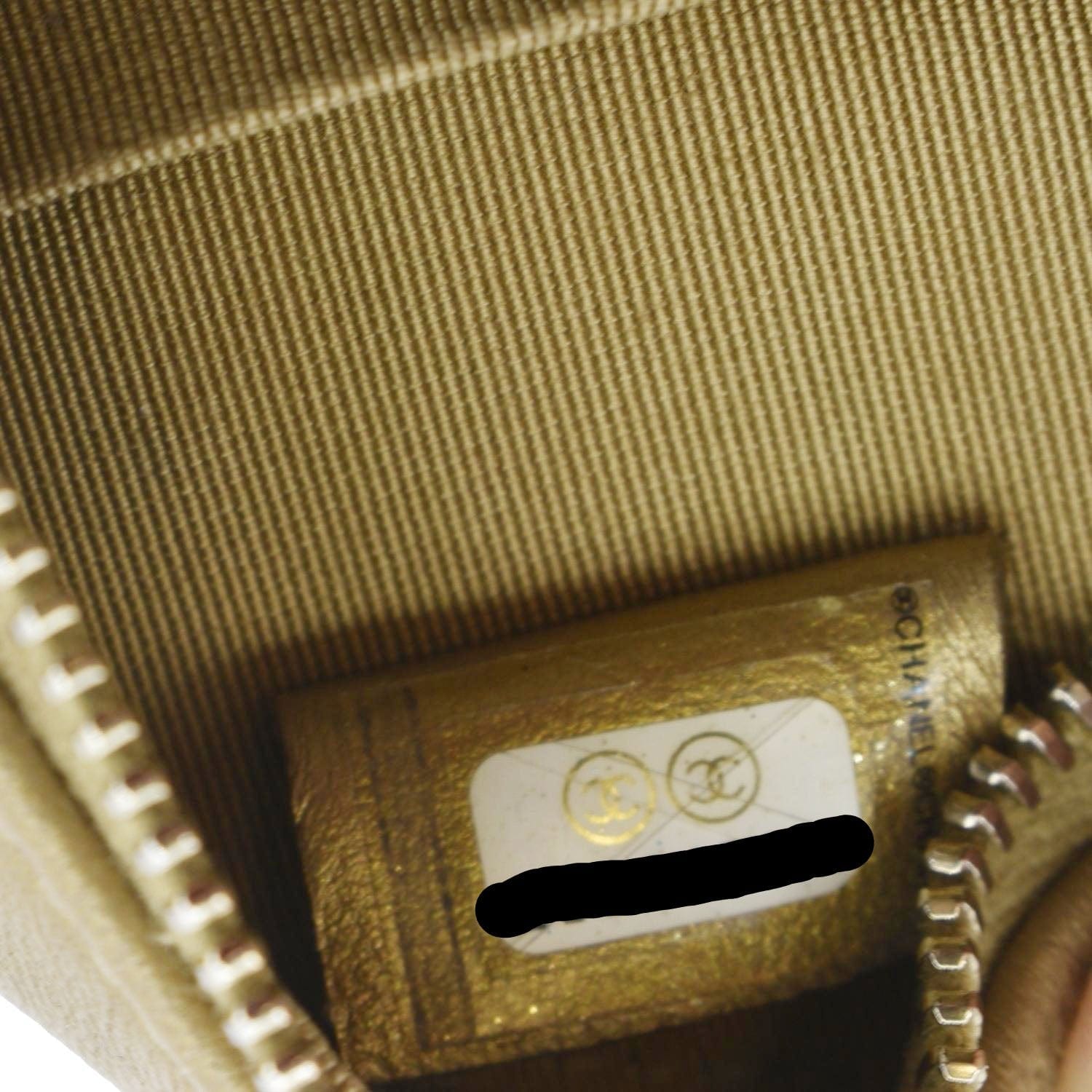 Chanel Egyptian Amulet Round Quilted Metallic Lambskin Chain Clutch Crossbody Bag Gold