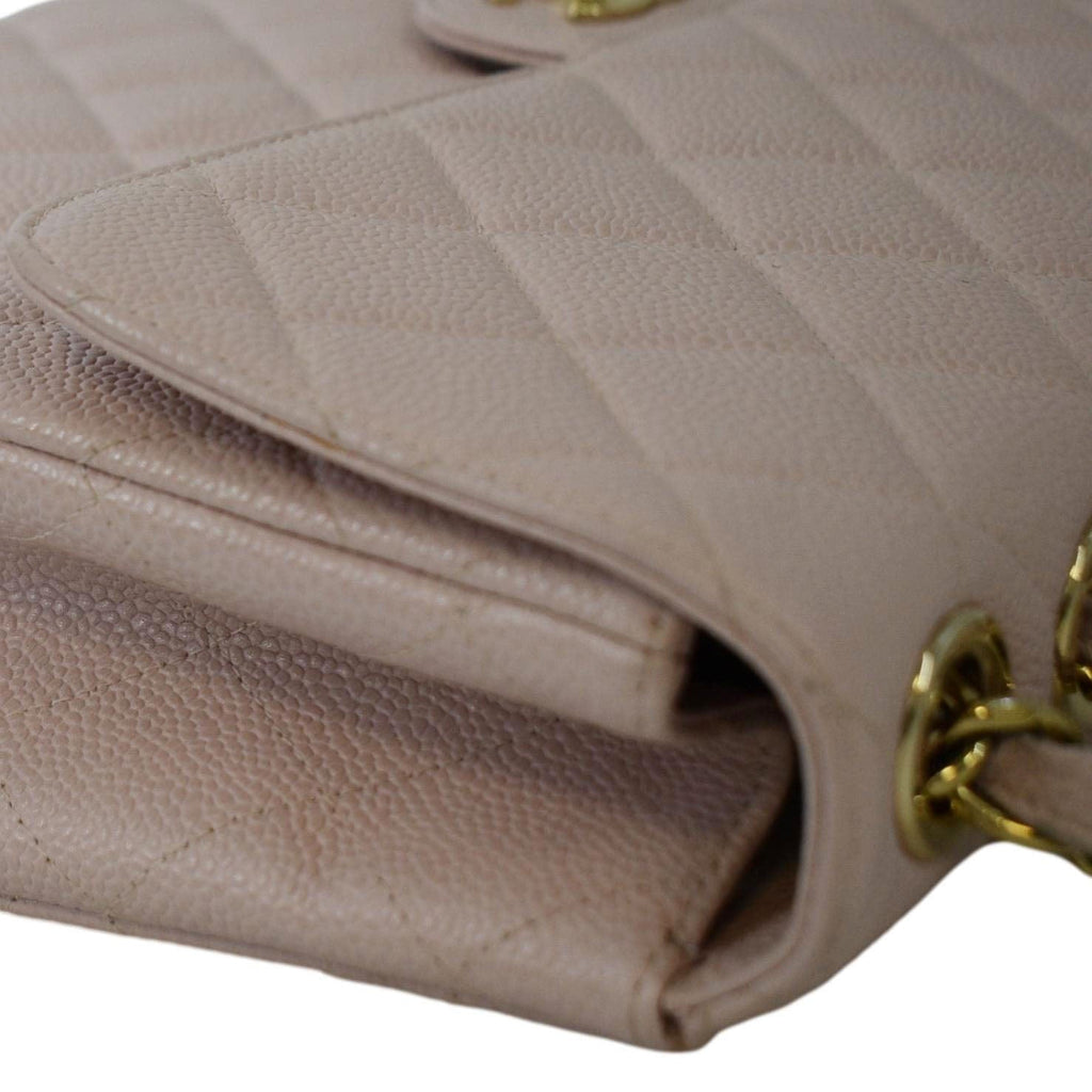Chanel  Classic Jumbo Single Flap Caviar Leather Shoulder Bag Dusty Pink