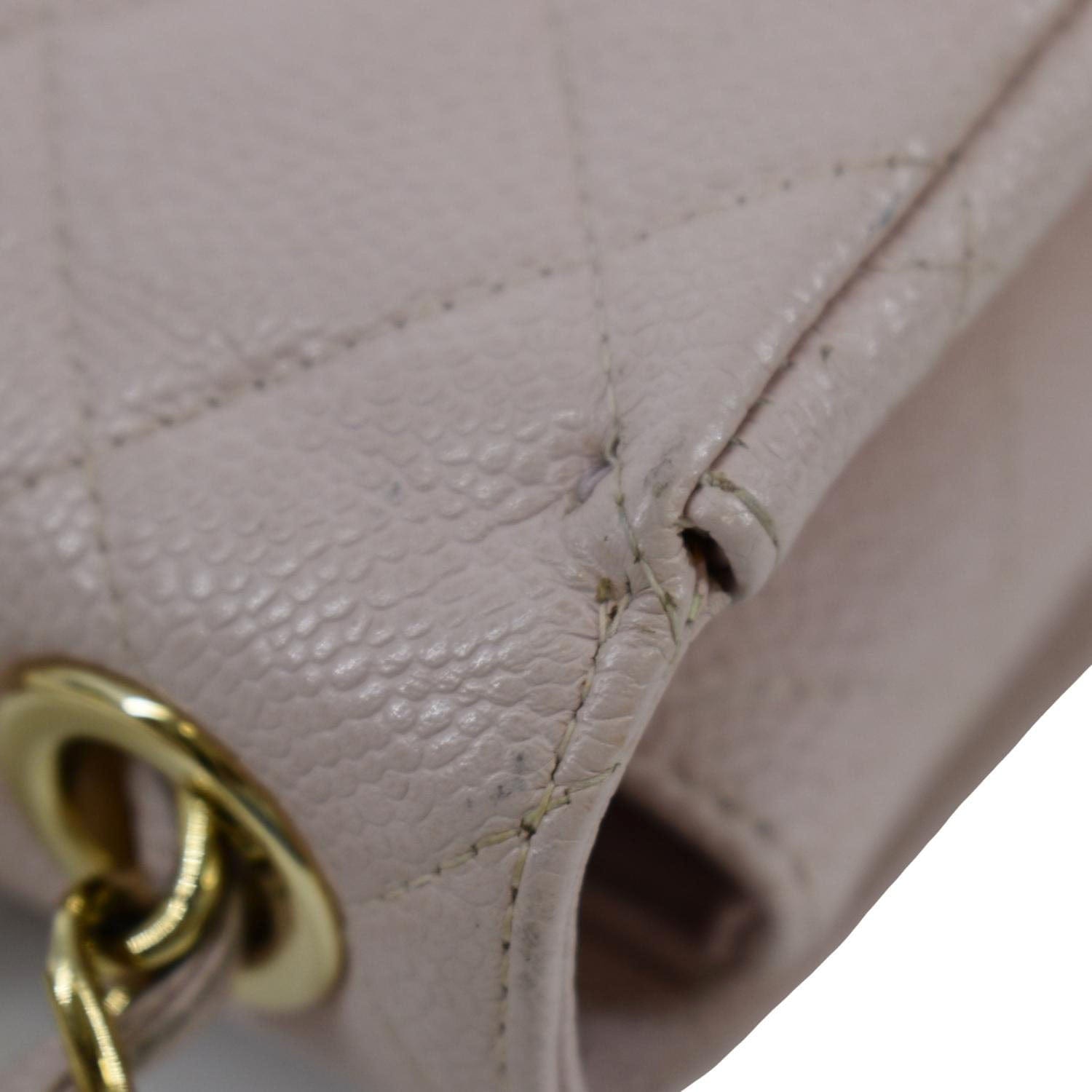 Chanel  Classic Jumbo Single Flap Caviar Leather Shoulder Bag Dusty Pink