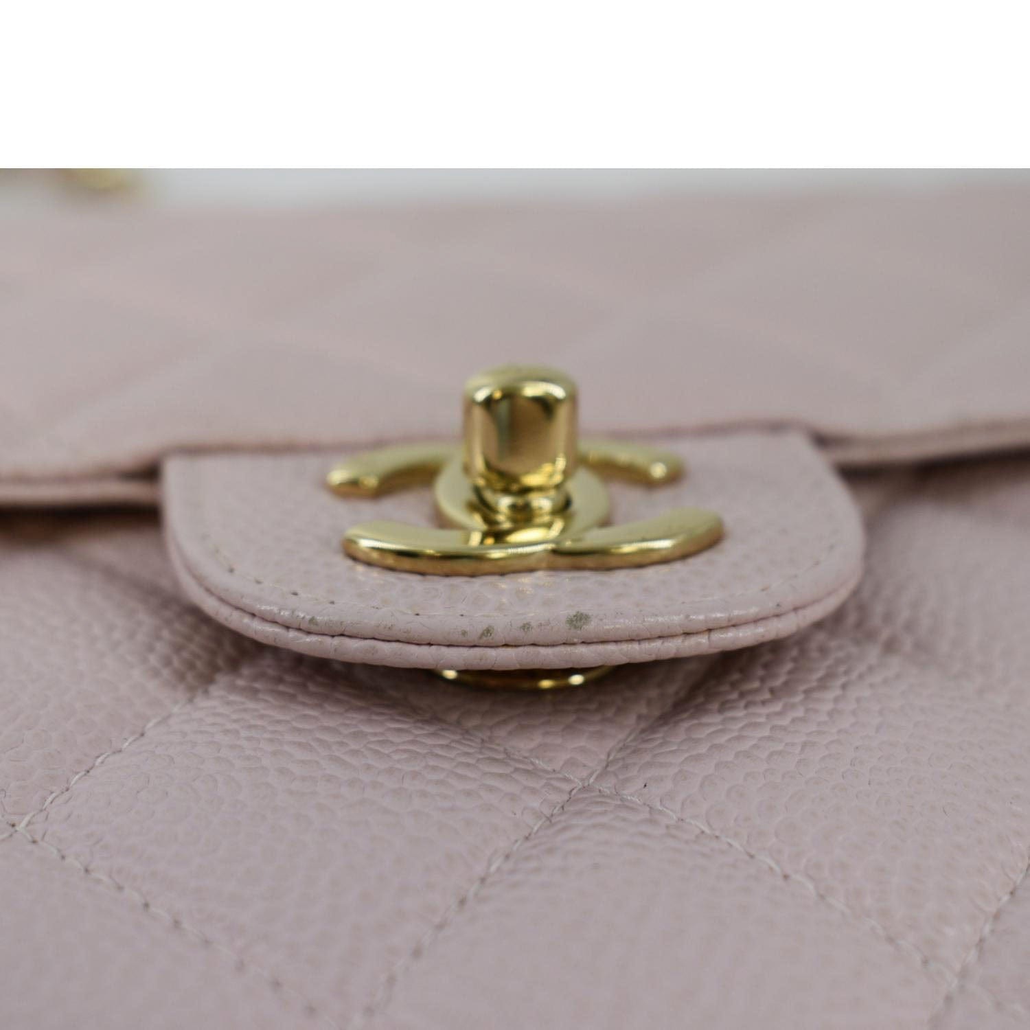 Chanel  Classic Jumbo Single Flap Caviar Leather Shoulder Bag Dusty Pink