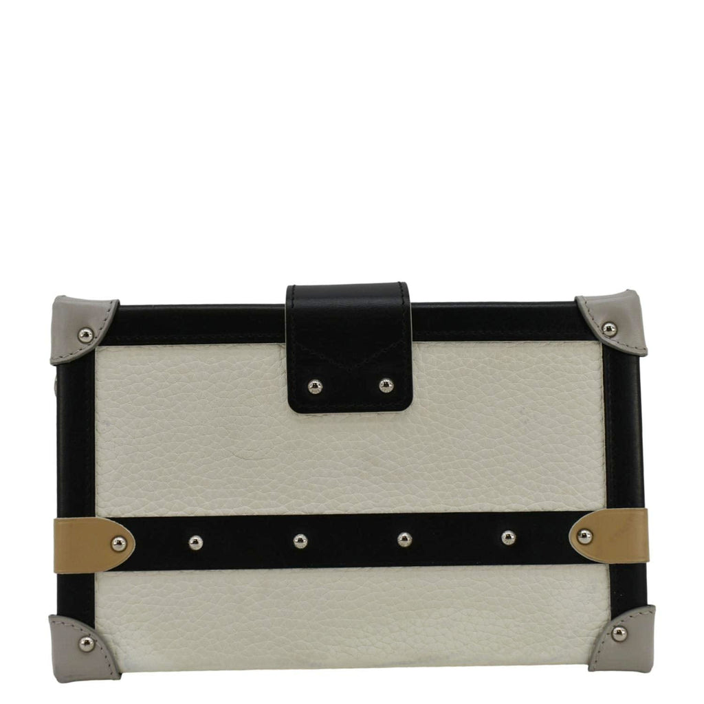 LOUIS VUITTON Petite Malle Trunk Leather Crossbody Bag Off White
