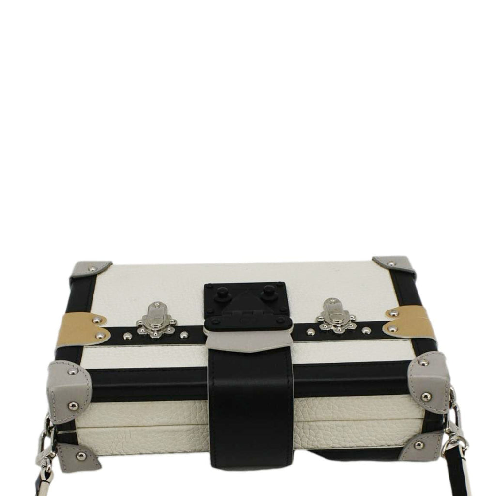 LOUIS VUITTON Petite Malle Trunk Leather Crossbody Bag Off White