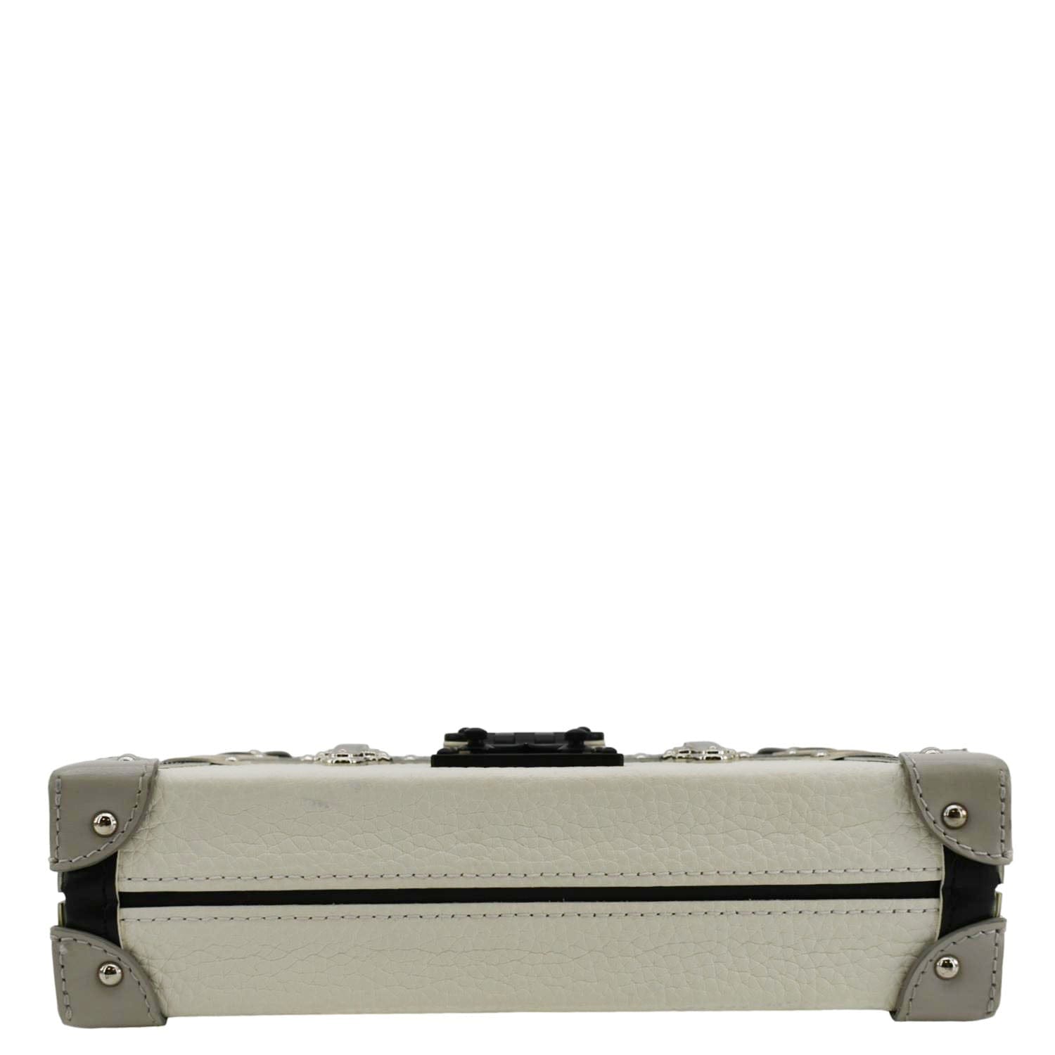 LOUIS VUITTON Petite Malle Trunk Leather Crossbody Bag Off White