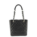 Chanel PST Petit  Quilted Caviar Leather Shopping Tote Bag Black