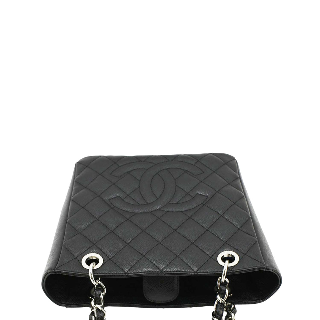 Chanel PST Petit  Quilted Caviar Leather Shopping Tote Bag Black