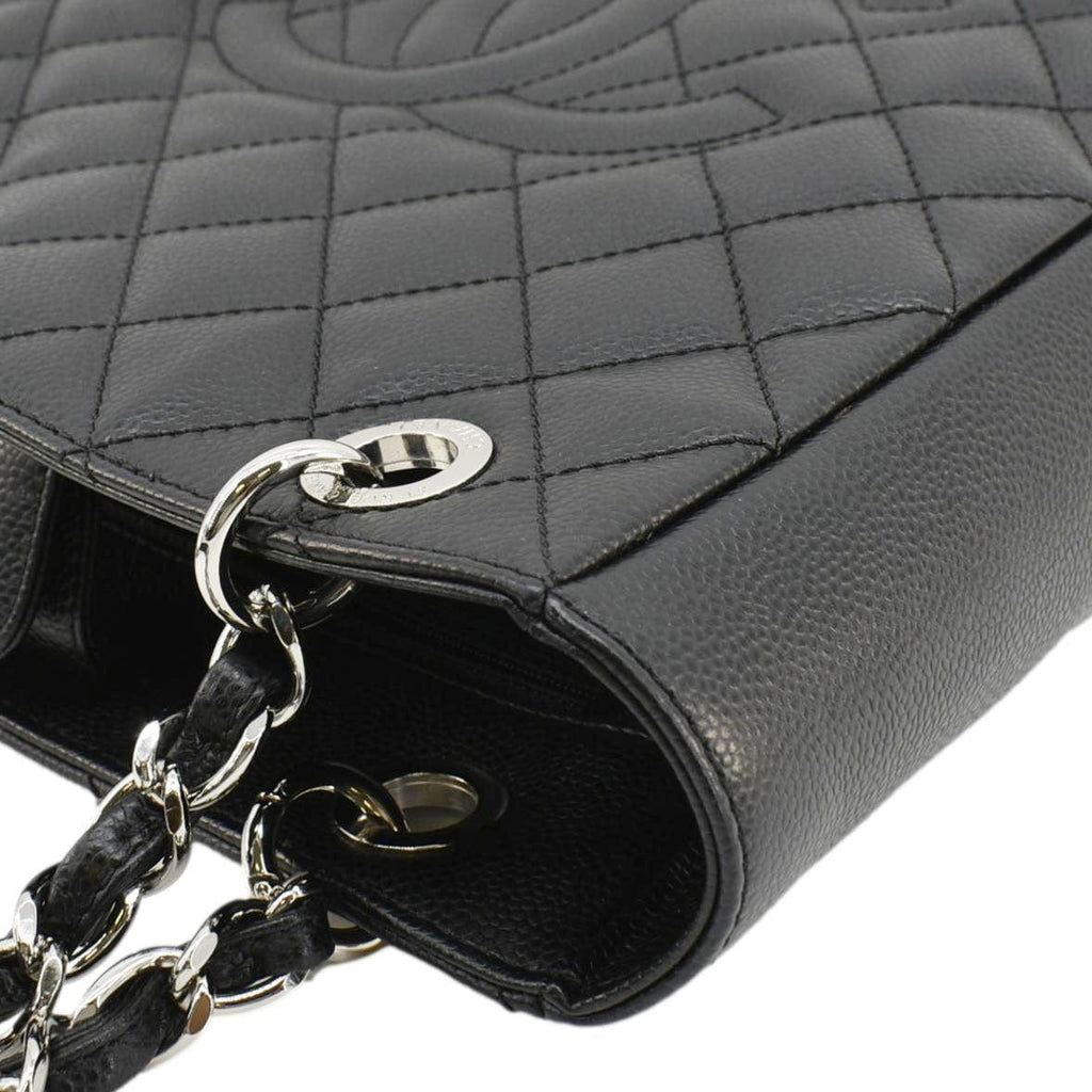 Chanel PST Petit  Quilted Caviar Leather Shopping Tote Bag Black