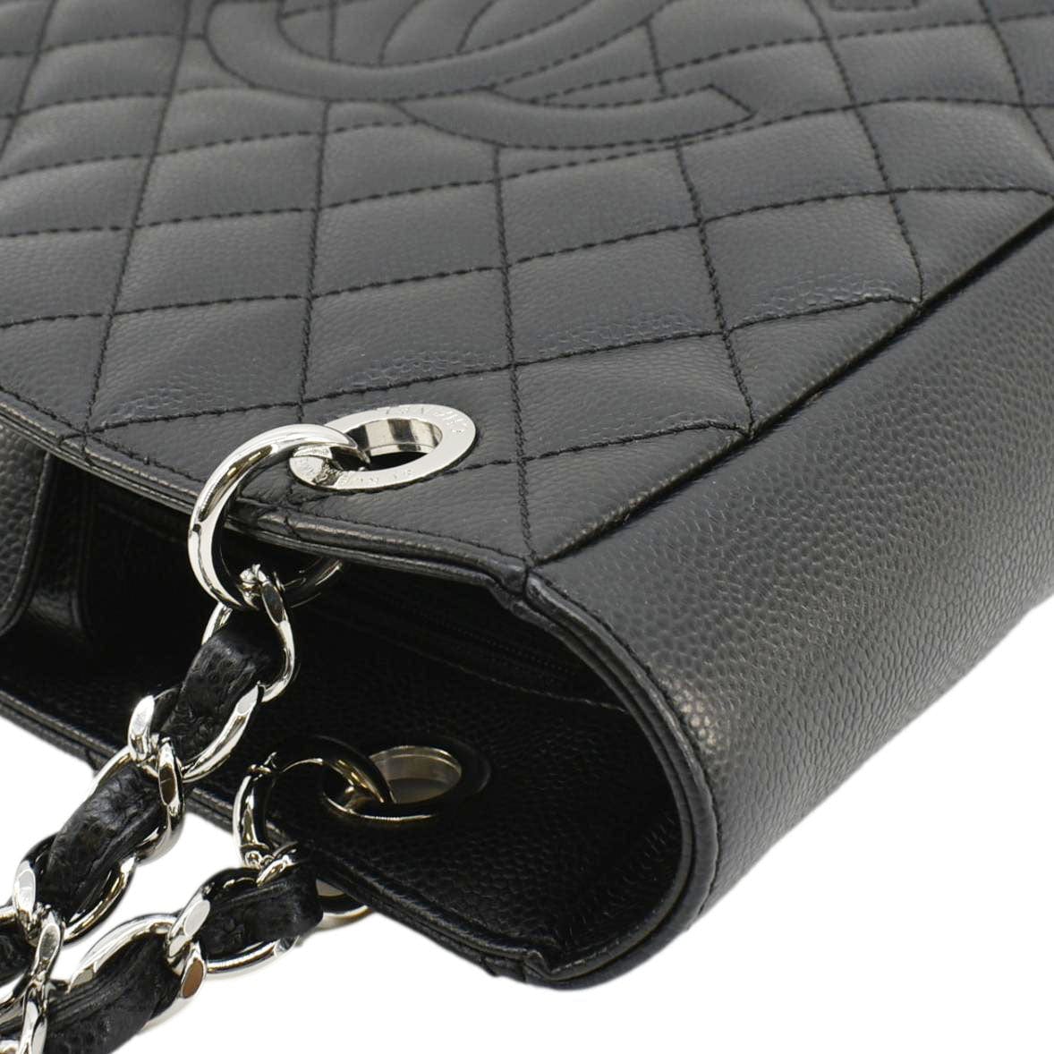 Chanel PST Petit  Quilted Caviar Leather Shopping Tote Bag Black