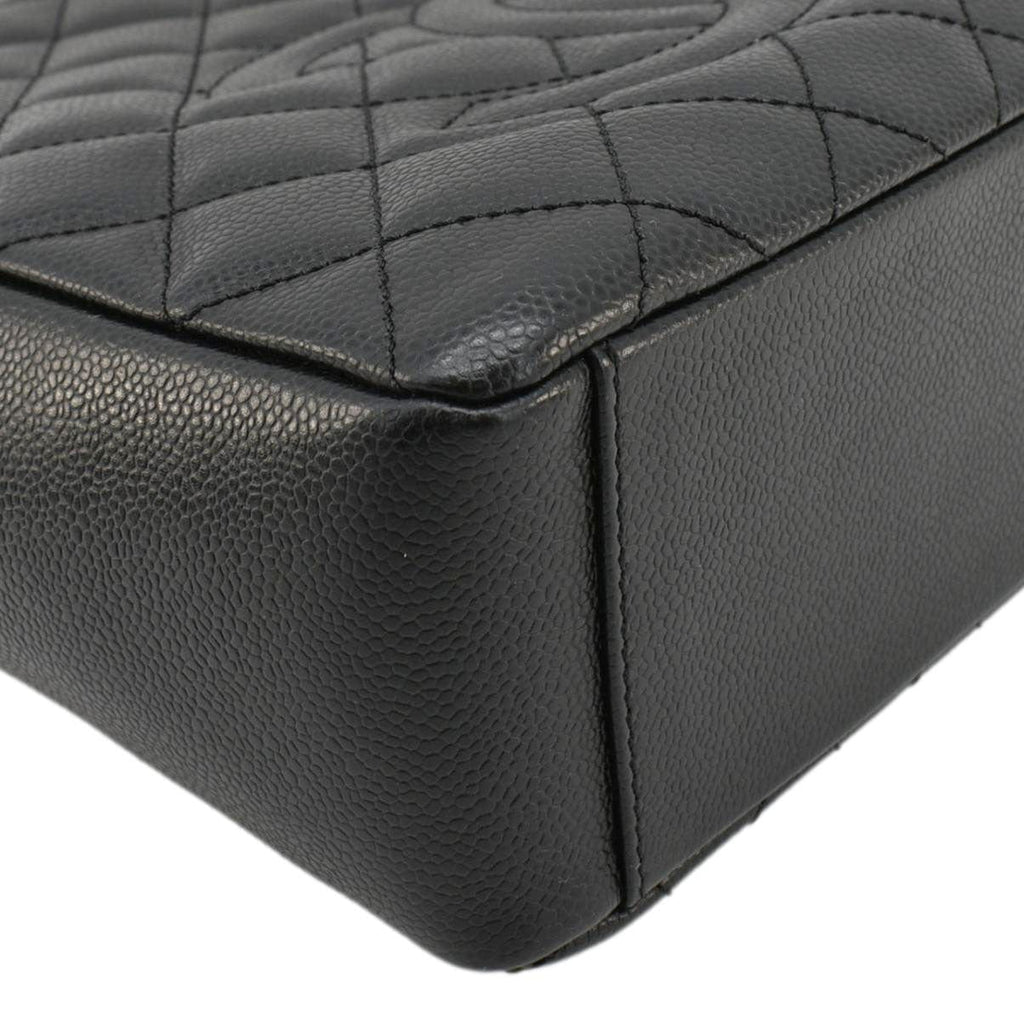 Chanel PST Petit  Quilted Caviar Leather Shopping Tote Bag Black