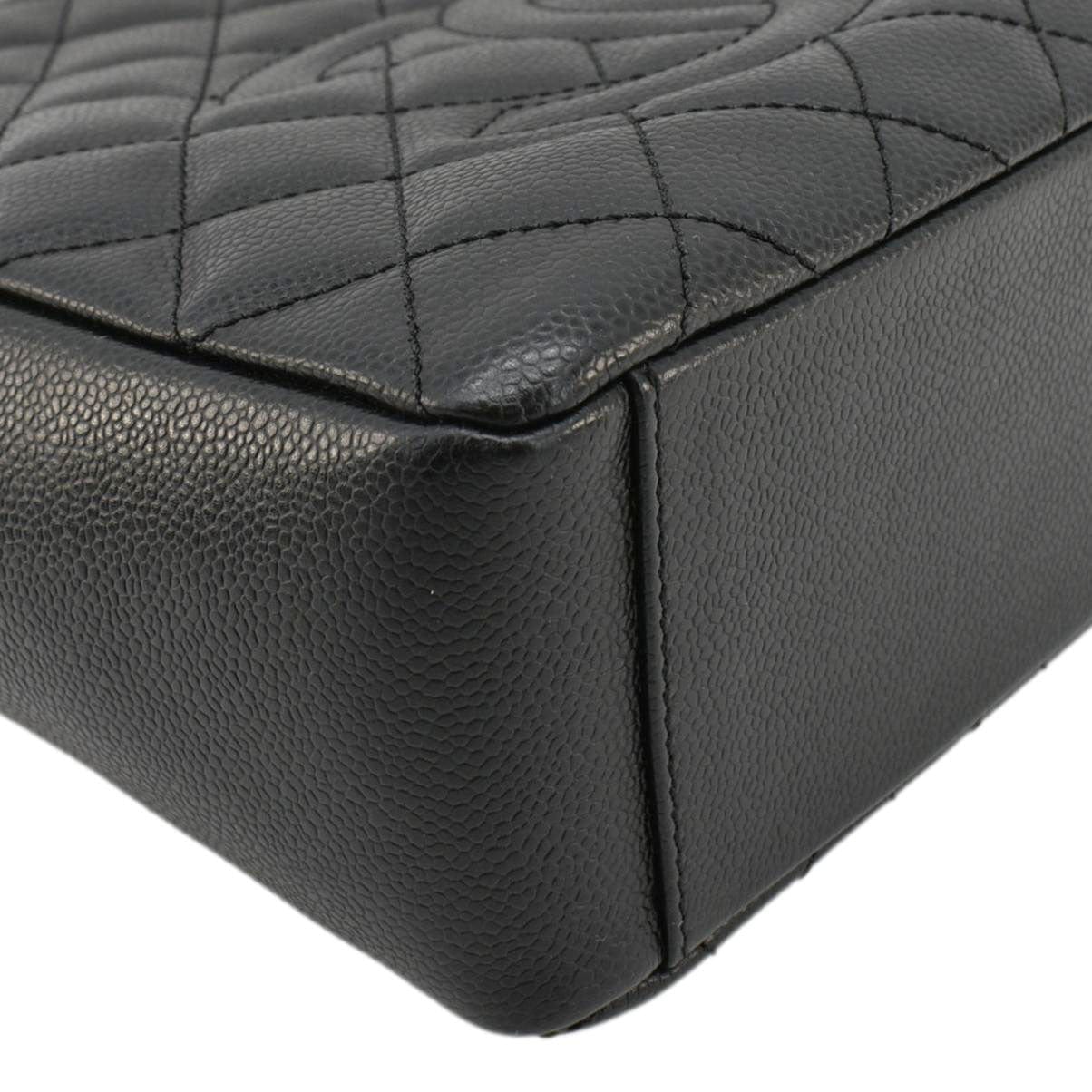Chanel PST Petit  Quilted Caviar Leather Shopping Tote Bag Black