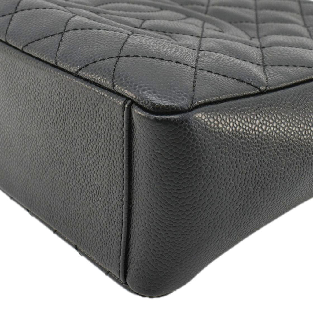 Chanel PST Petit  Quilted Caviar Leather Shopping Tote Bag Black