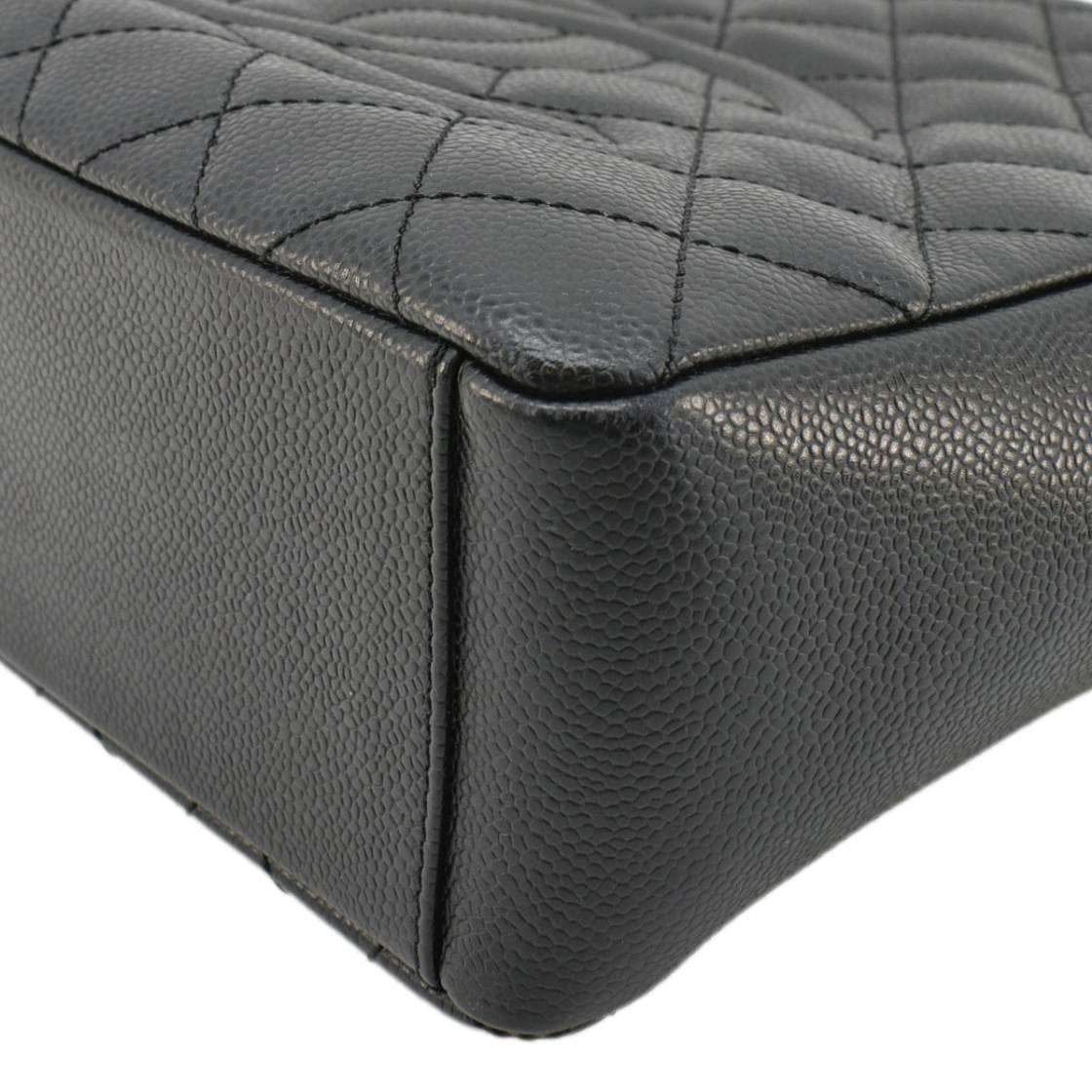 Chanel PST Petit  Quilted Caviar Leather Shopping Tote Bag Black
