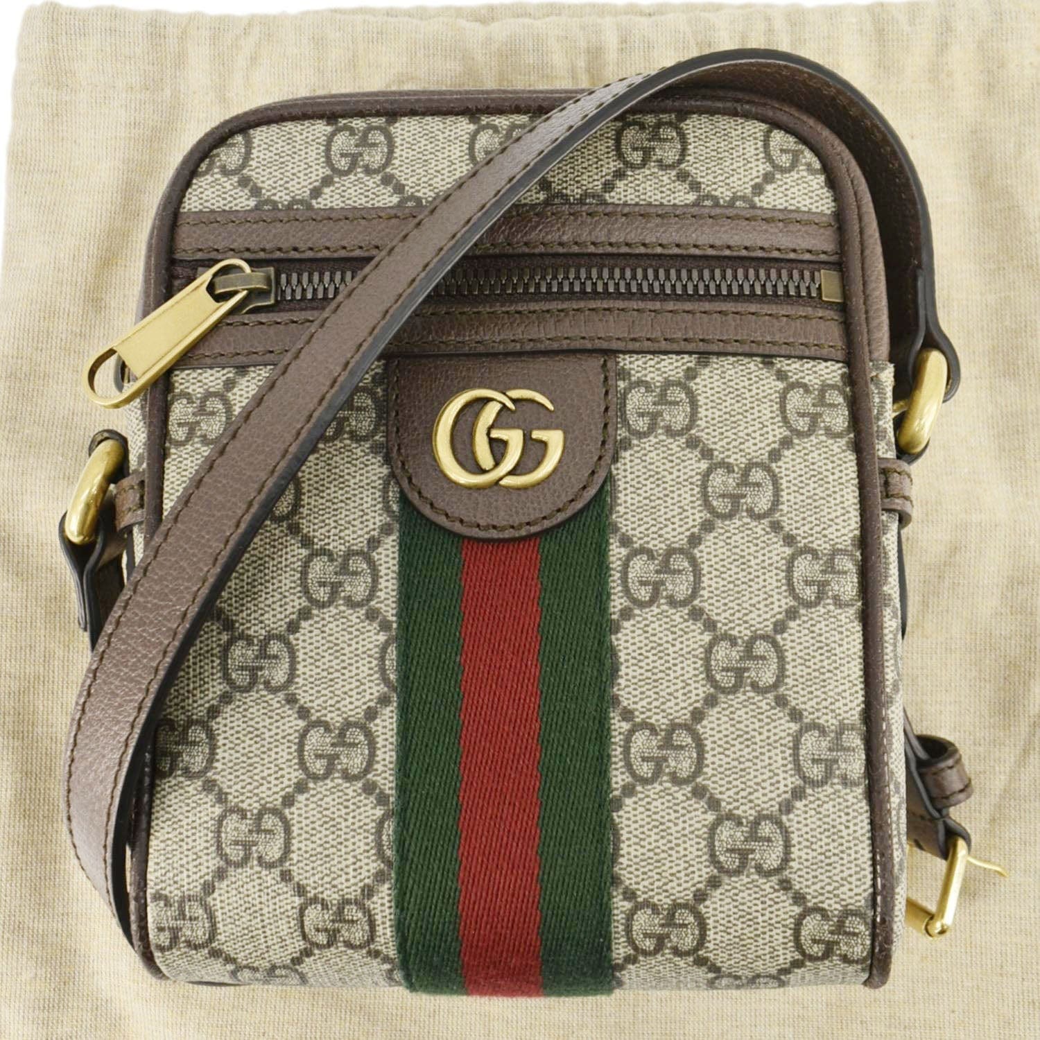 GUCCI Ophidia Gucci Canvas Messenger Bag Brown 598127