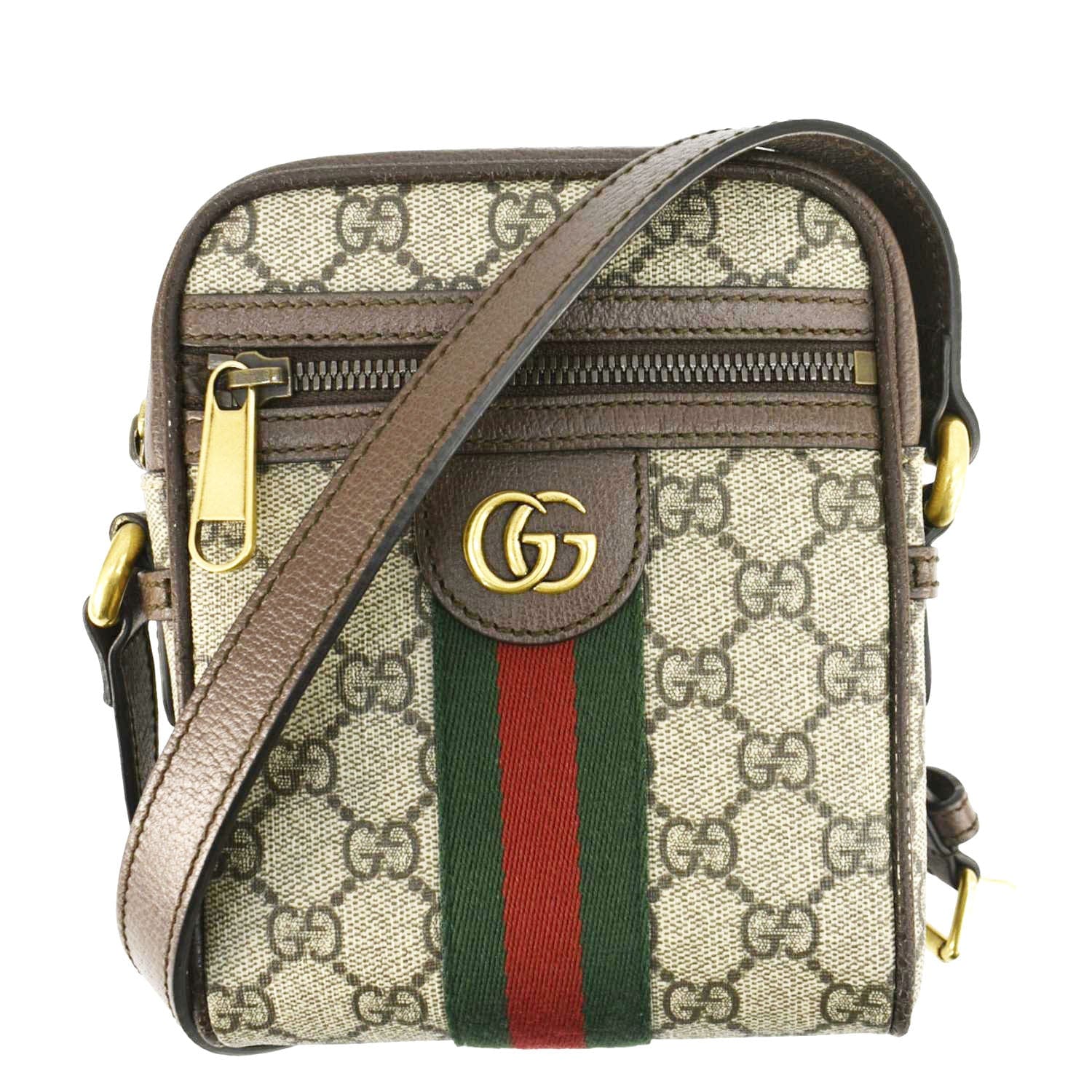 GUCCI Ophidia Gucci Canvas Messenger Bag Brown 598127