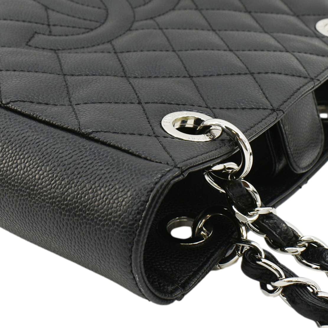 Chanel PST Petit  Quilted Caviar Leather Shopping Tote Bag Black