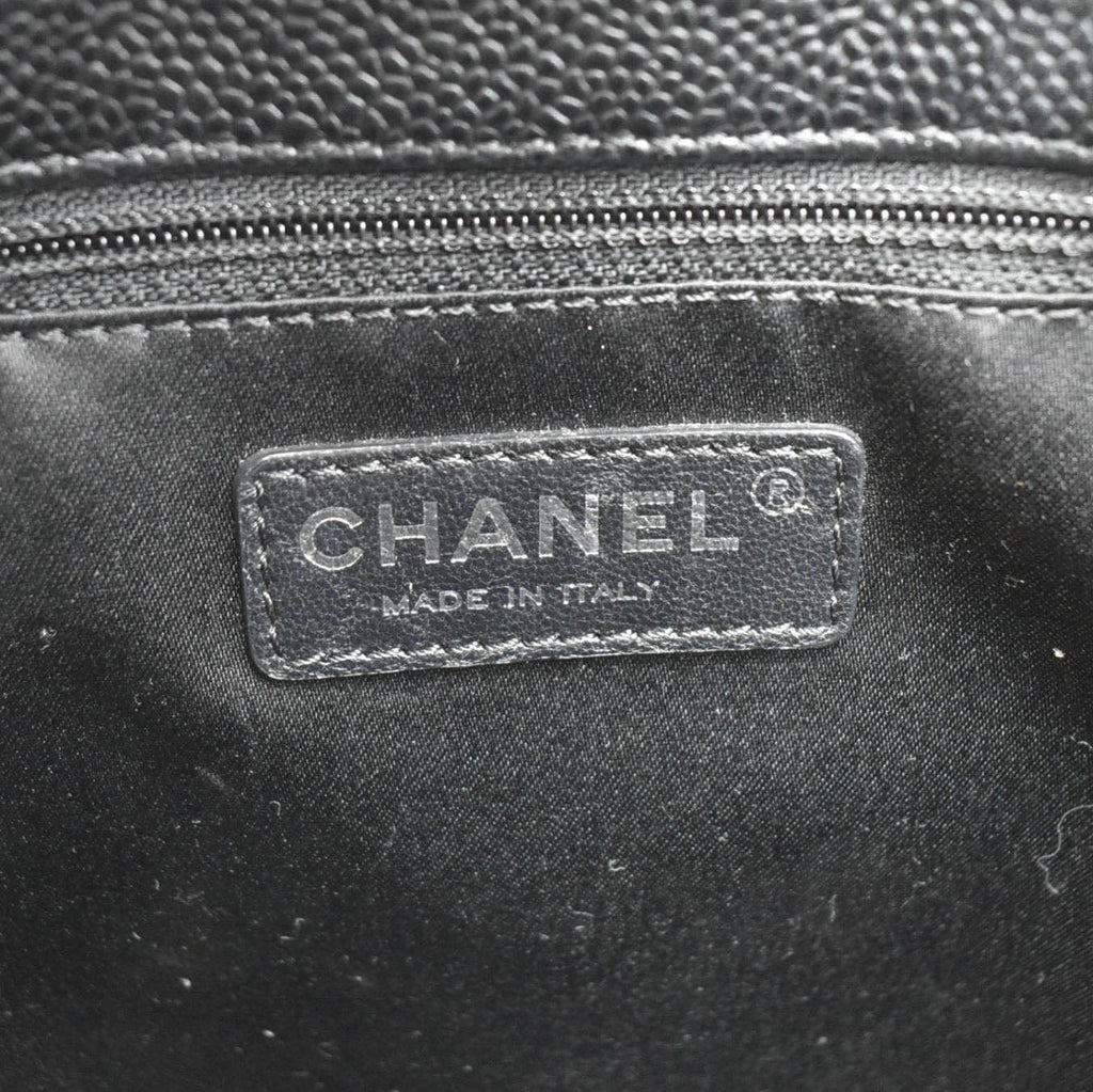 Chanel PST Petit  Quilted Caviar Leather Shopping Tote Bag Black