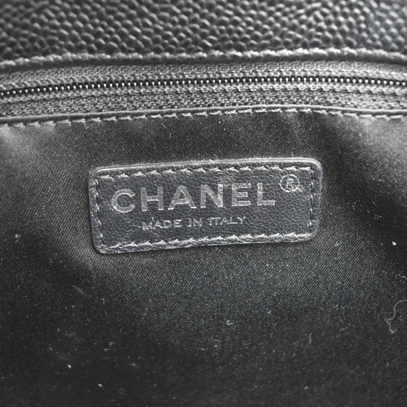 Chanel PST Petit  Quilted Caviar Leather Shopping Tote Bag Black