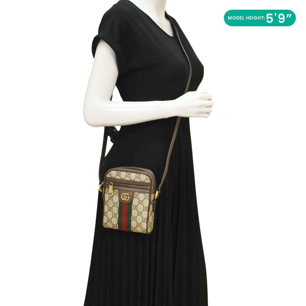 GUCCI Ophidia Gucci Canvas Messenger Bag Brown 598127