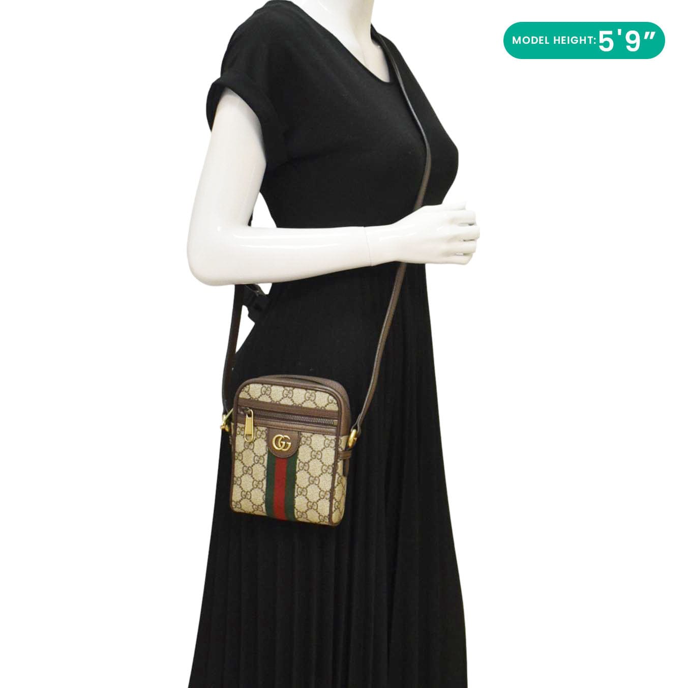 GUCCI Ophidia Gucci Canvas Messenger Bag Brown 598127