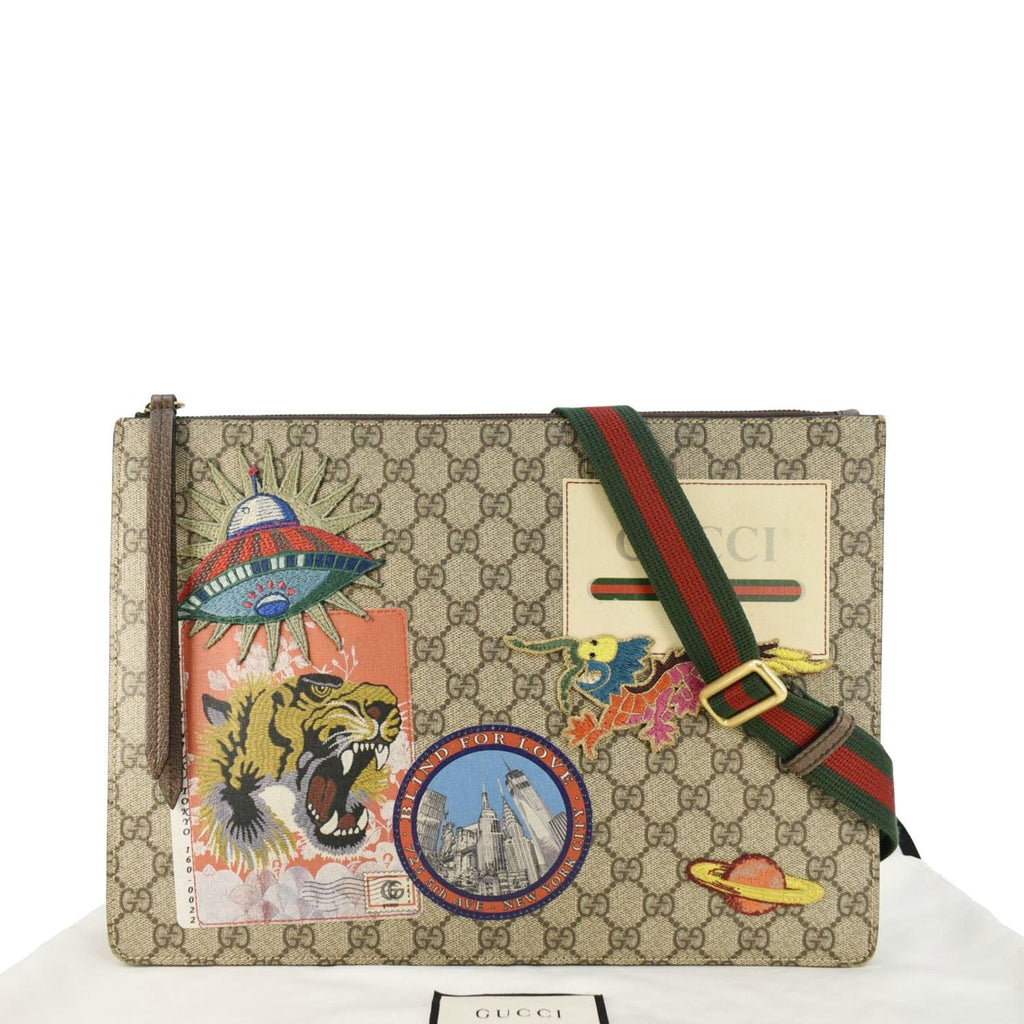 GUCCI  Courrier Web Gucci Canvas Messenger Bag Beige 474083