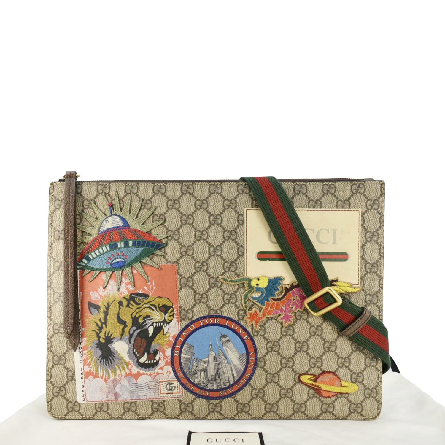 GUCCI  Courrier Web Gucci Canvas Messenger Bag Beige 474083