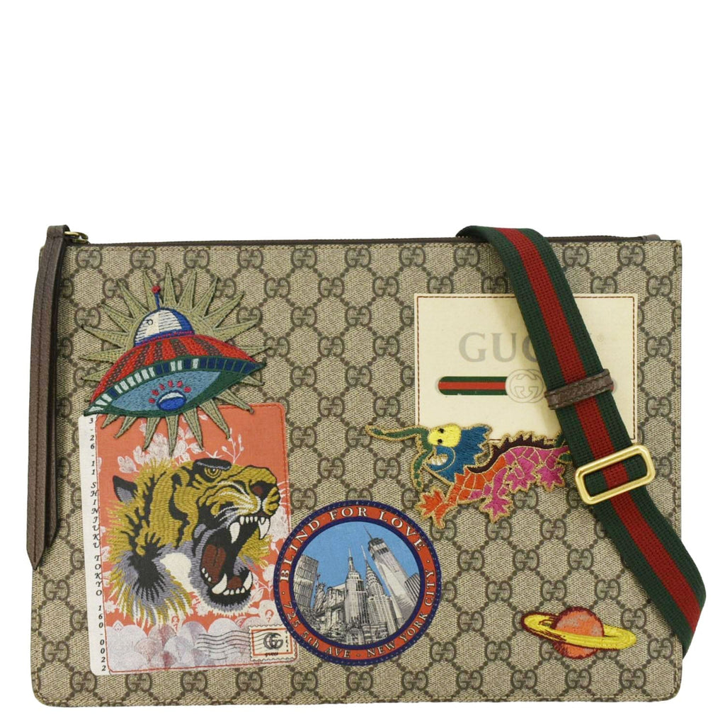 GUCCI  Courrier Web Gucci Canvas Messenger Bag Beige 474083