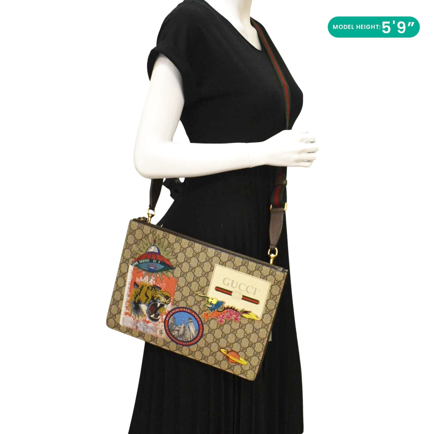 GUCCI  Courrier Web Gucci Canvas Messenger Bag Beige 474083