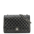 Chanel Maxi Double Flap Leather Shoulder Bag Black