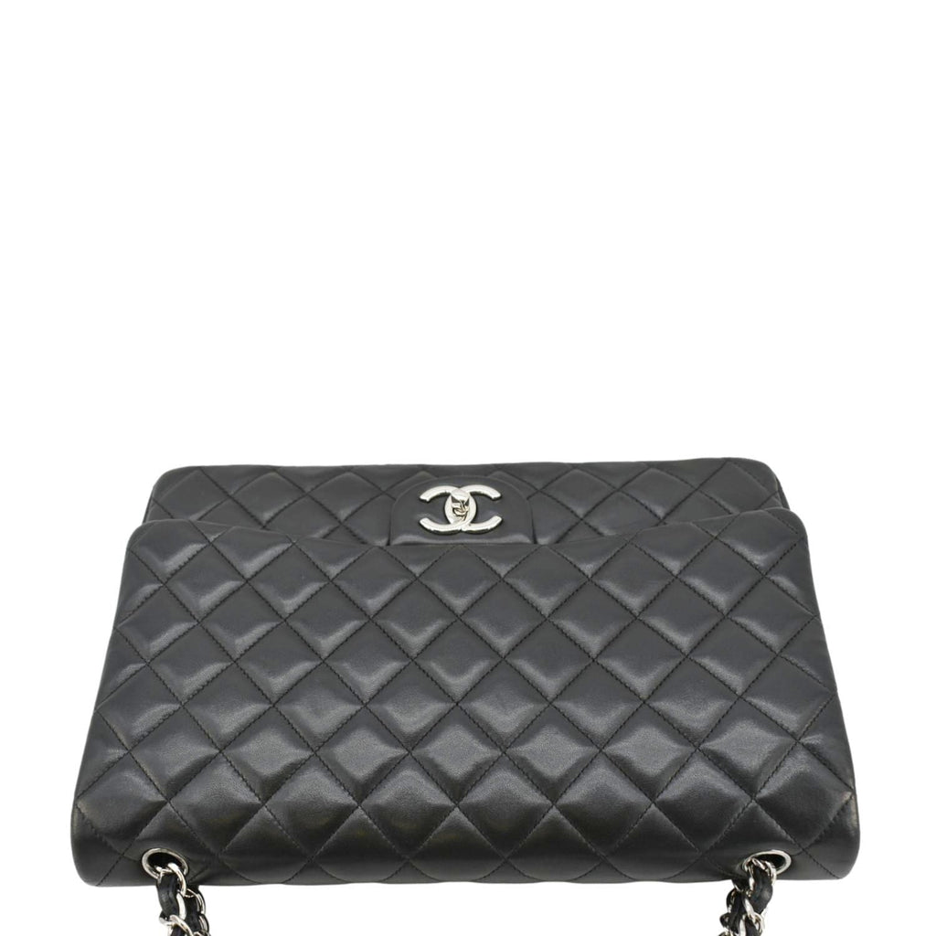 Chanel Maxi Double Flap Leather Shoulder Bag Black