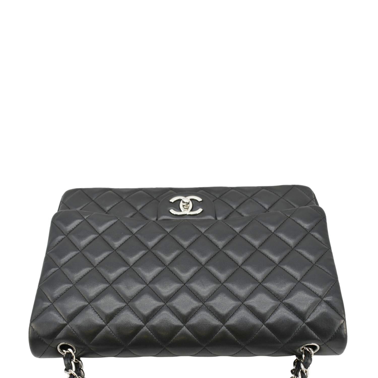 Chanel Maxi Double Flap Leather Shoulder Bag Black