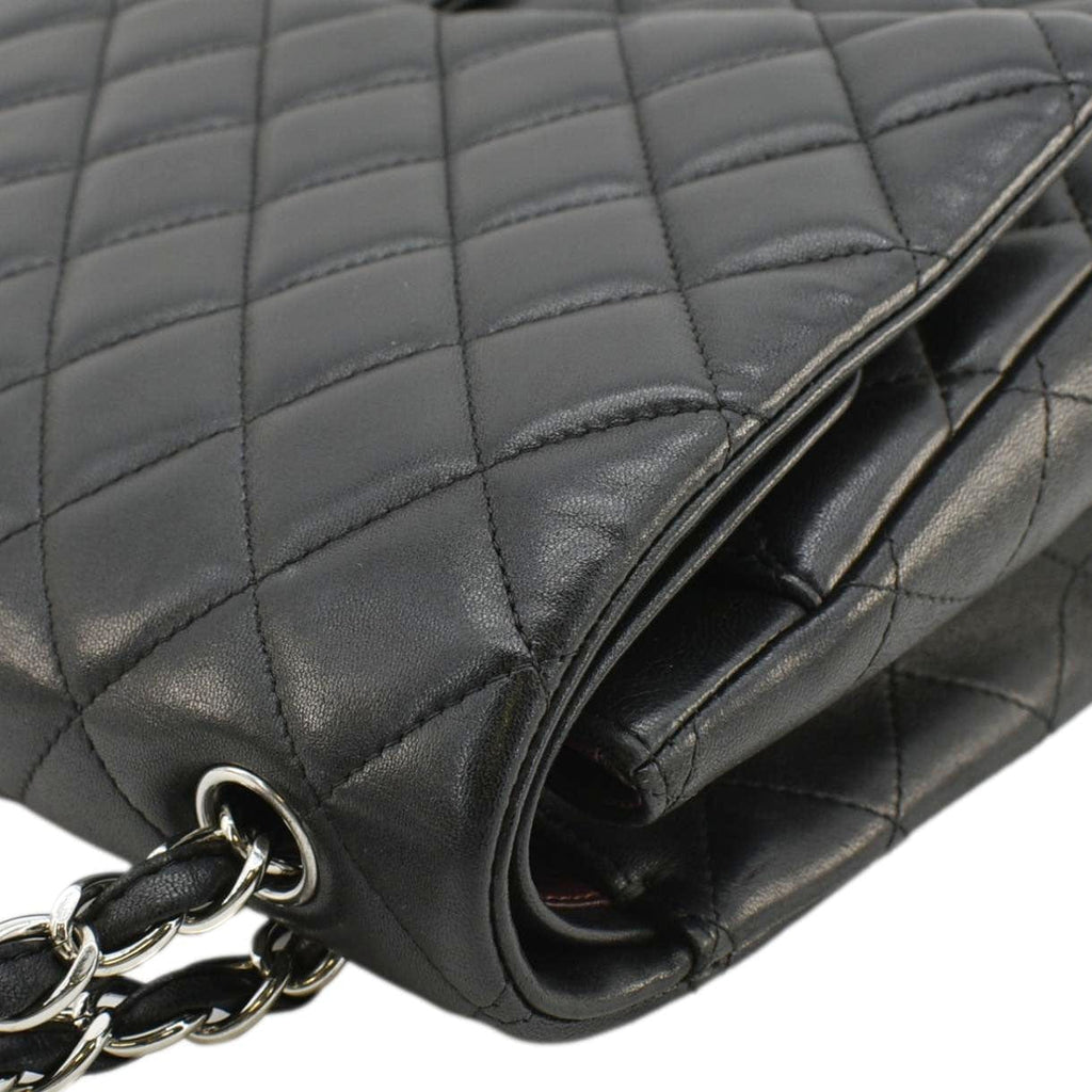 Chanel Maxi Double Flap Leather Shoulder Bag Black