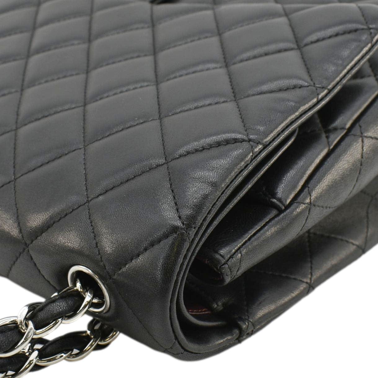 Chanel Maxi Double Flap Leather Shoulder Bag Black