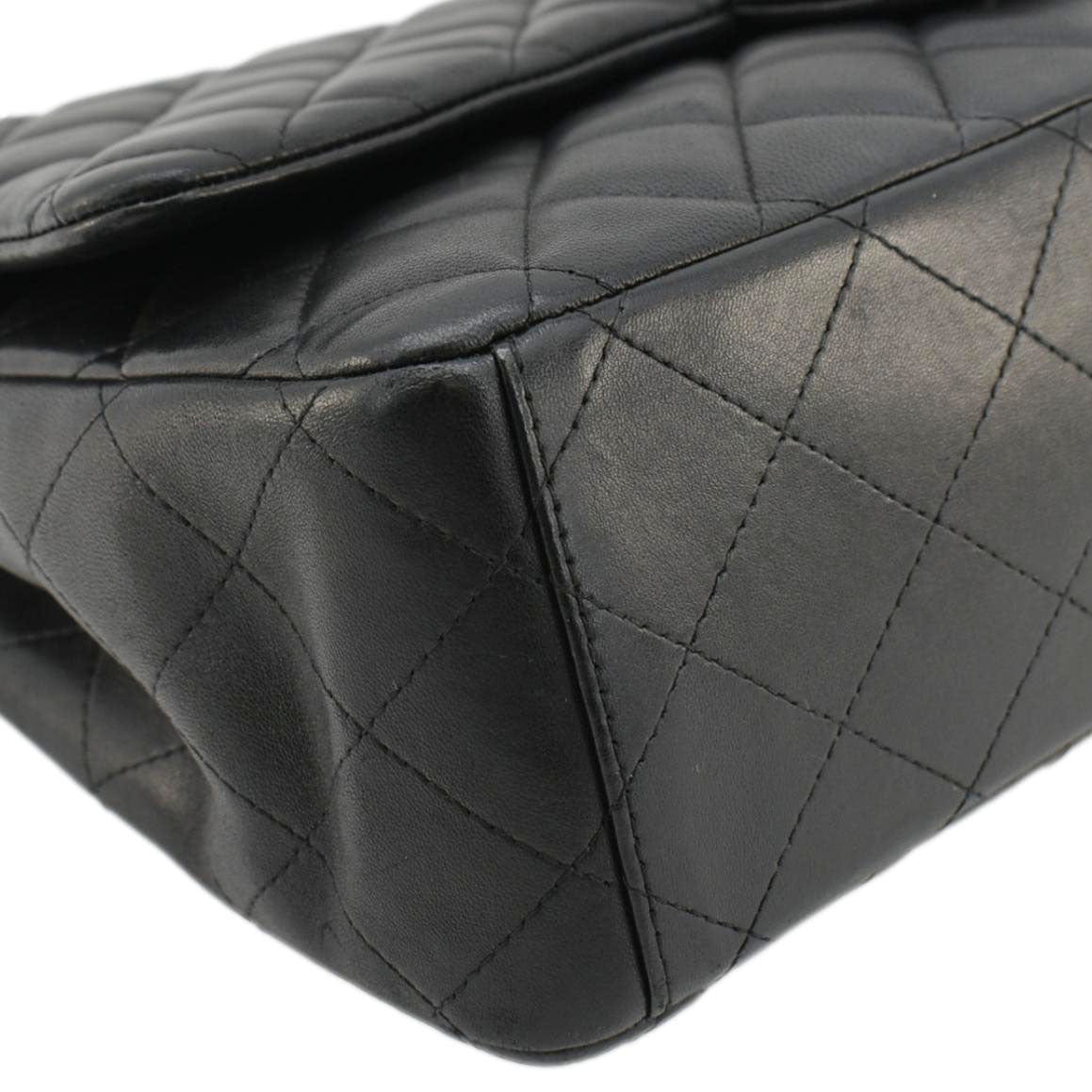 Chanel Maxi Double Flap Leather Shoulder Bag Black