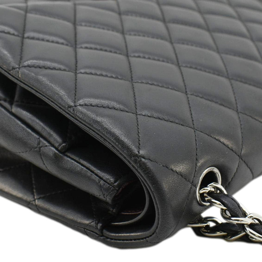 Chanel Maxi Double Flap Leather Shoulder Bag Black