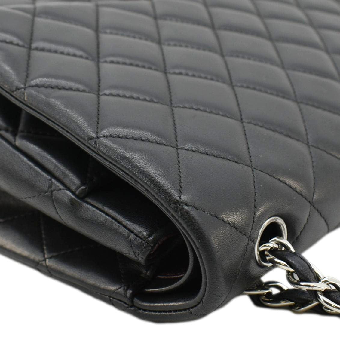 Chanel Maxi Double Flap Leather Shoulder Bag Black
