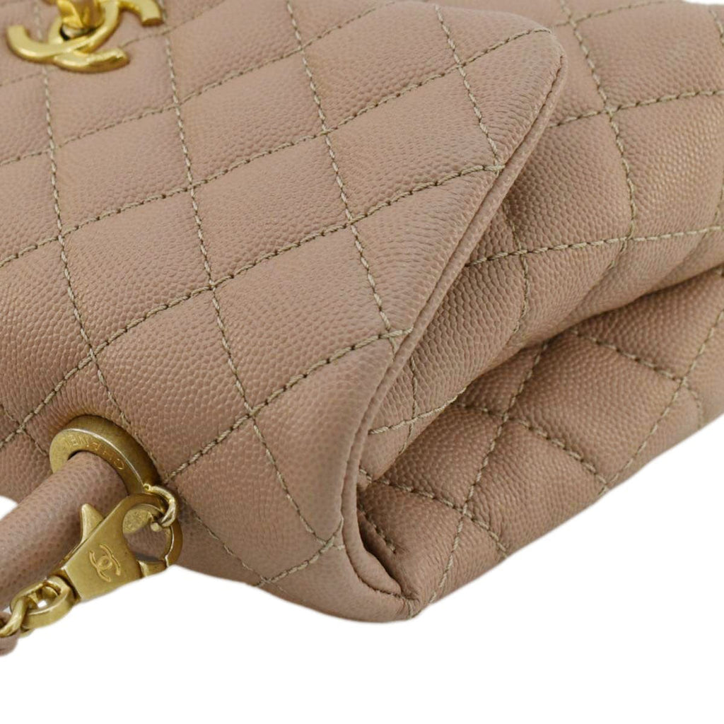 Chanel CC Coco Flap Caviar Leather Top Handle Shoulder Bag Light Pink