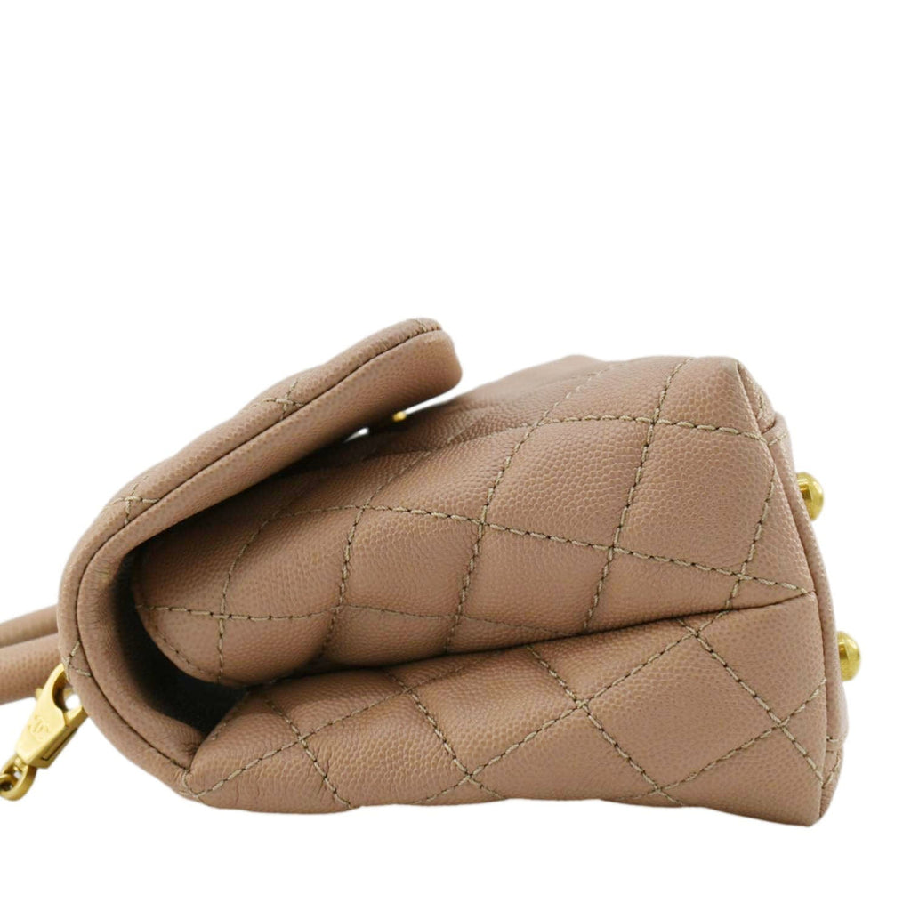 Chanel CC Coco Flap Caviar Leather Top Handle Shoulder Bag Light Pink