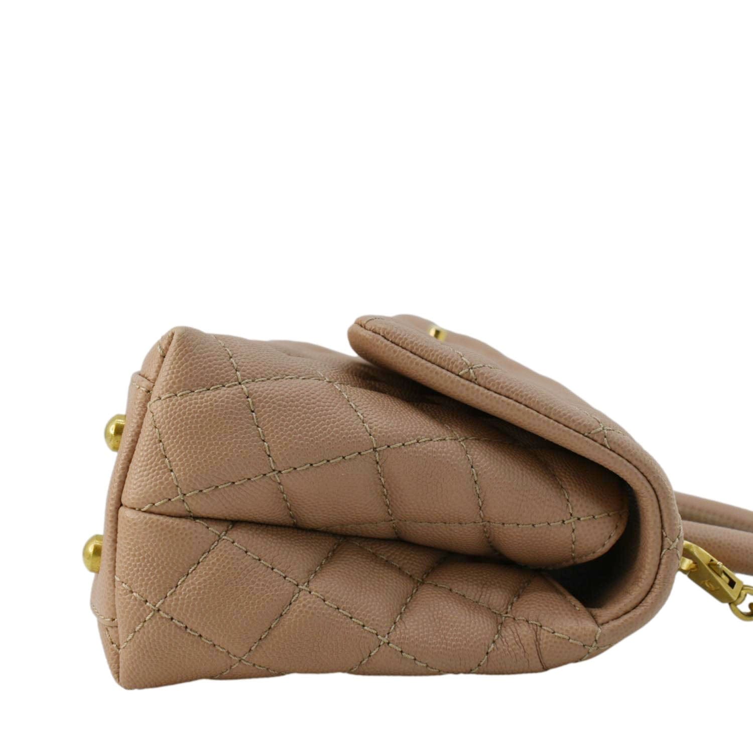 Chanel CC Coco Flap Caviar Leather Top Handle Shoulder Bag Light Pink