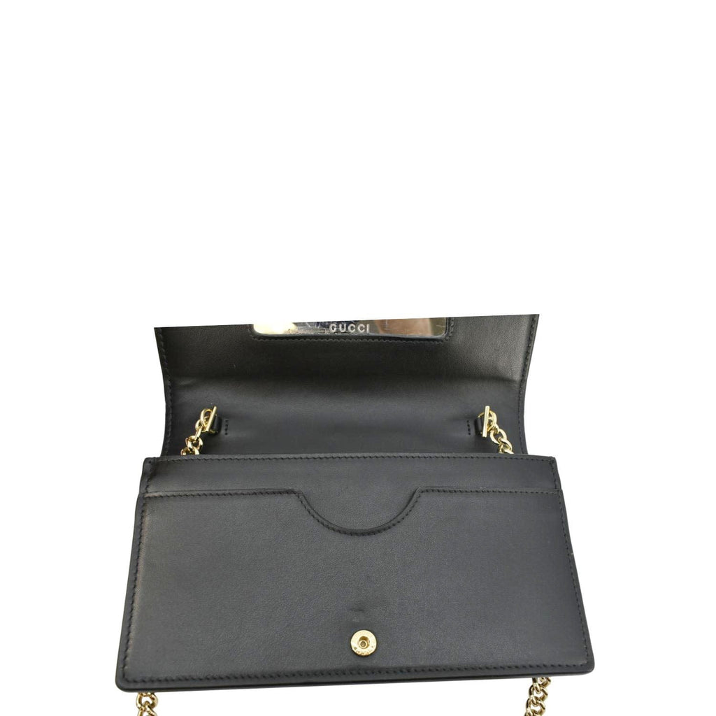 GUCCI Gucci Matelasse Leather Chain Wallet Shoulder Bag Black 723787