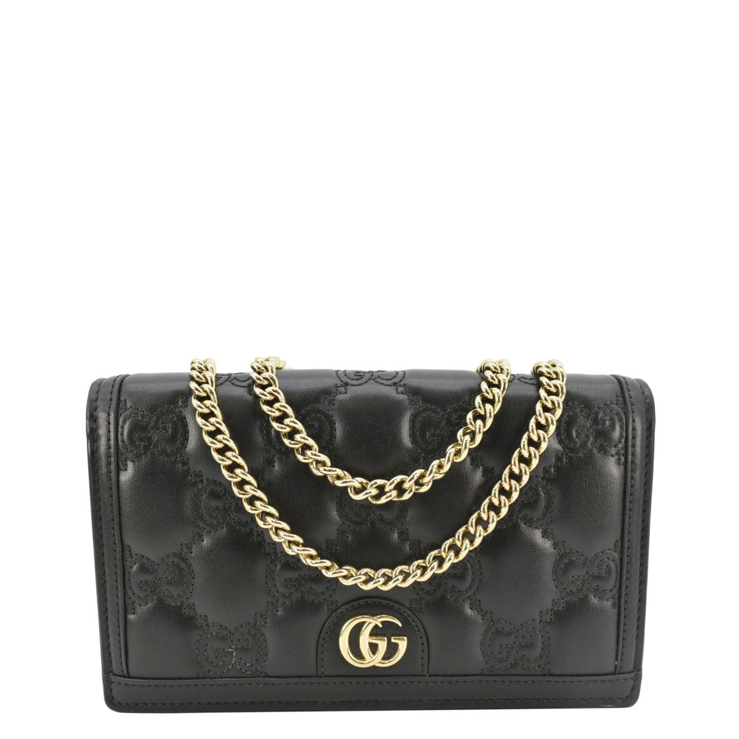 GUCCI Gucci Matelasse Leather Chain Wallet Shoulder Bag Black 723787