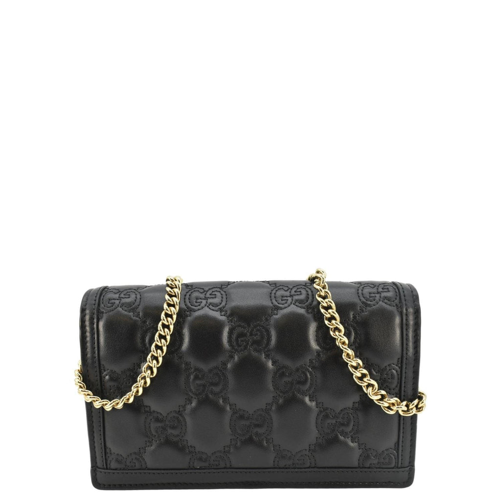 GUCCI Gucci Matelasse Leather Chain Wallet Shoulder Bag Black 723787