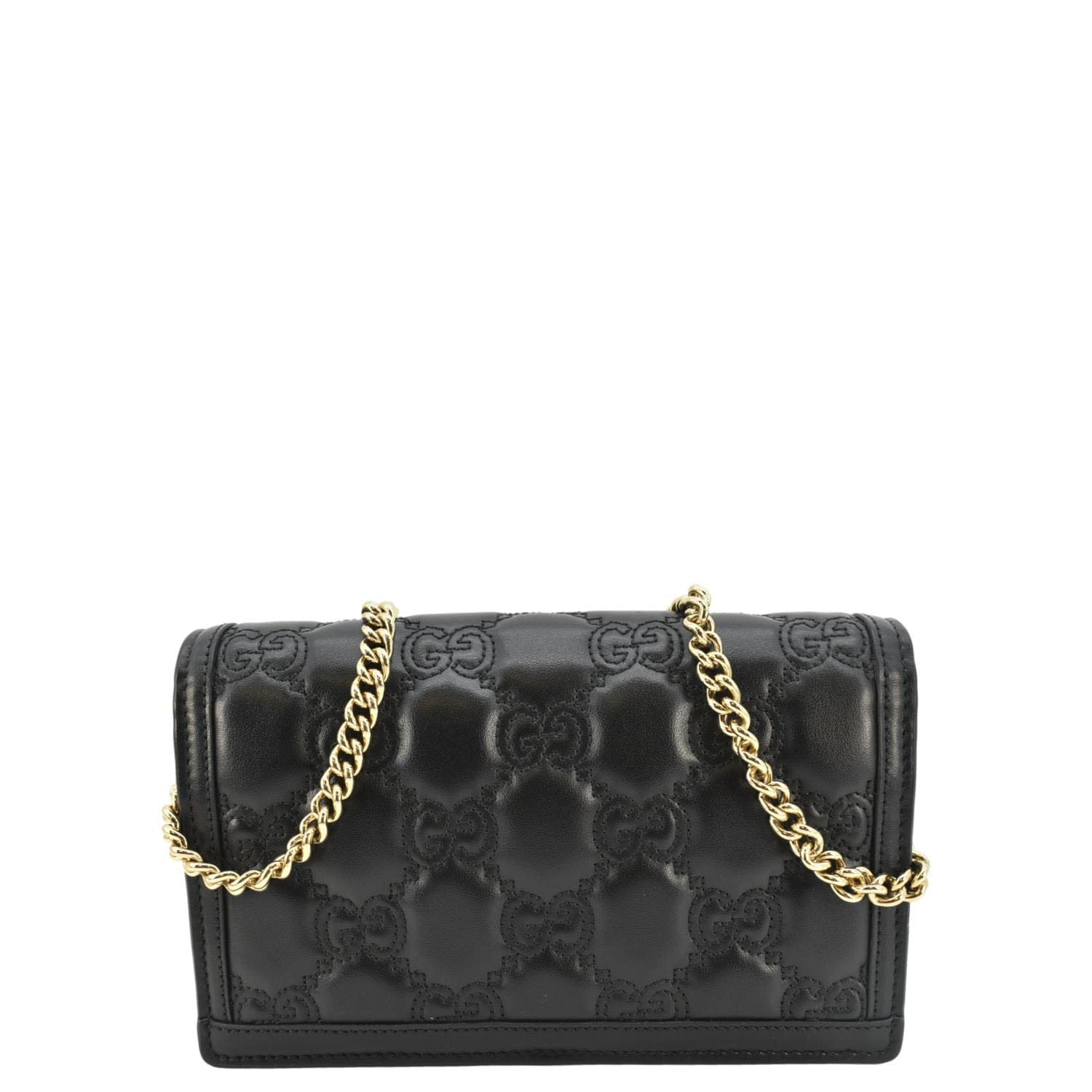 GUCCI Gucci Matelasse Leather Chain Wallet Shoulder Bag Black 723787