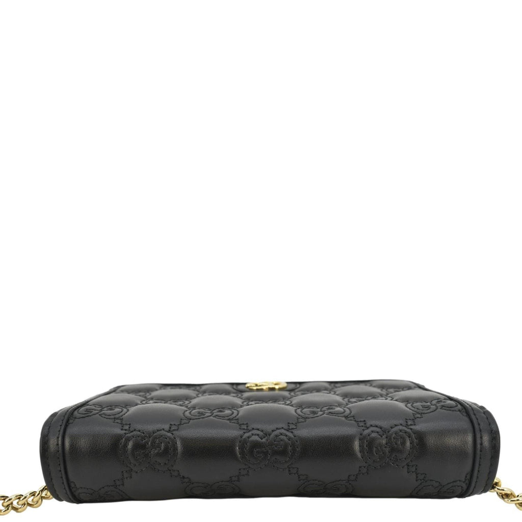 GUCCI Gucci Matelasse Leather Chain Wallet Shoulder Bag Black 723787