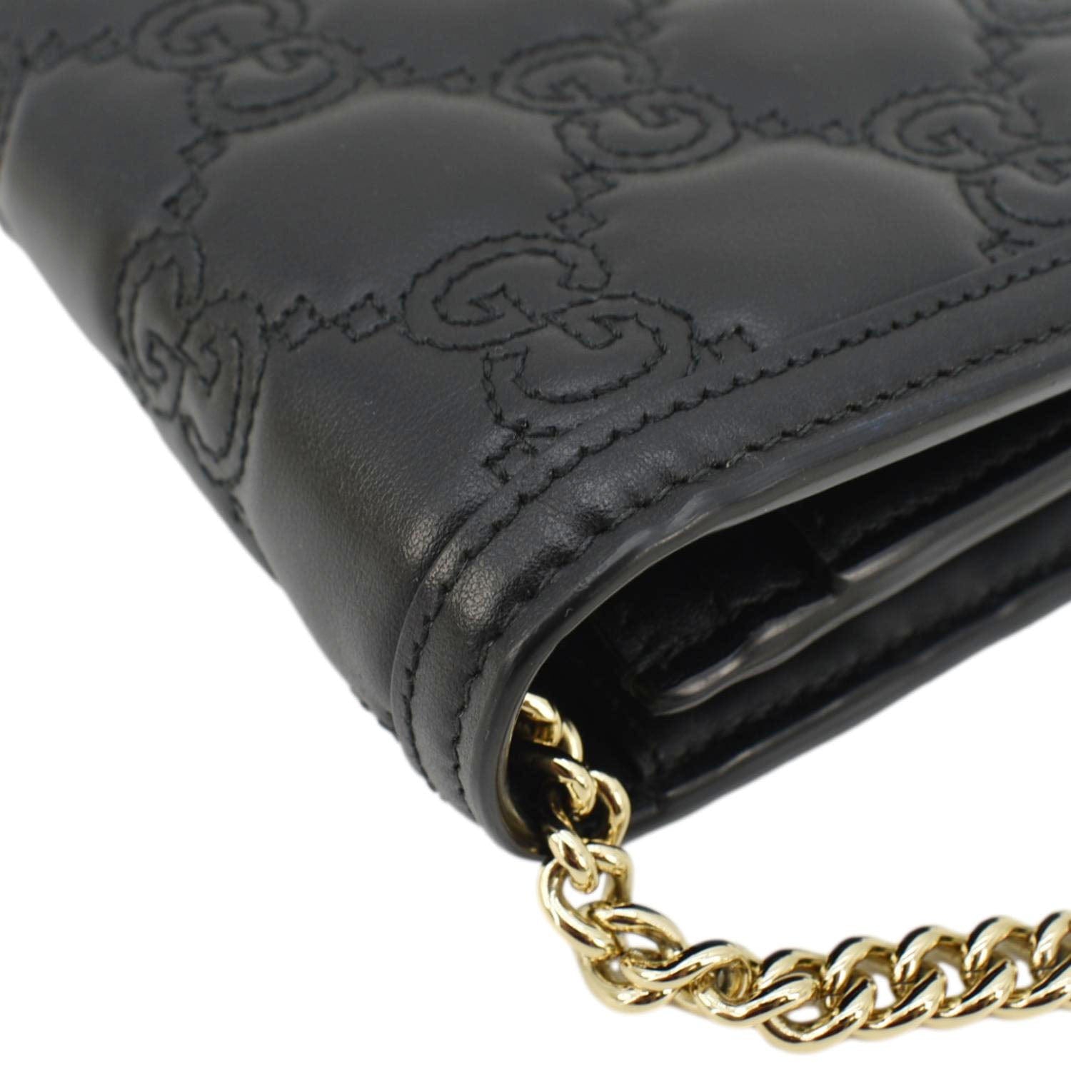 GUCCI Gucci Matelasse Leather Chain Wallet Shoulder Bag Black 723787