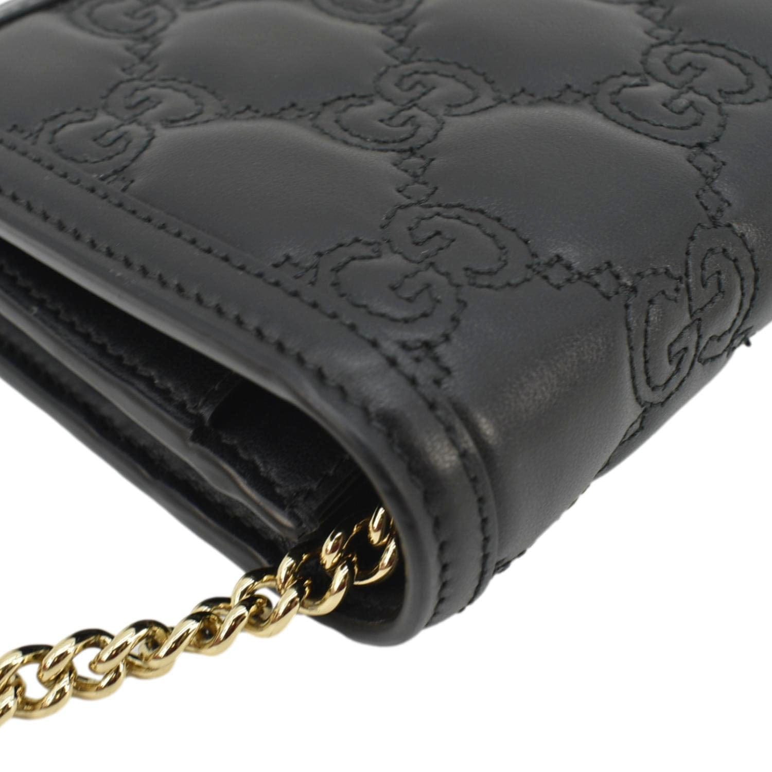 GUCCI Gucci Matelasse Leather Chain Wallet Shoulder Bag Black 723787